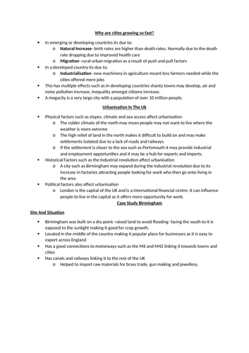 ALL GCSE GEOGRAPHY NOTES EDEXCEL