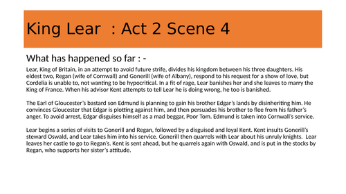 A LEVEL LITERATURE - KING LEAR - ACT 2, SCENE 4