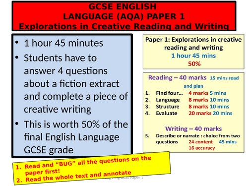 Language Paper 1 Section B (AQA) GCSE Creative Writing | Teaching Resources