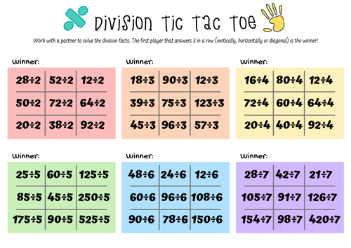 Division Tic-Tac-Toe | Teaching Resources