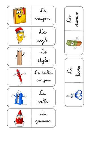 Domino matériel scolaire