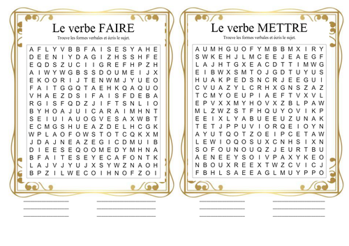 Mots mêlés FAIRE et METTRE