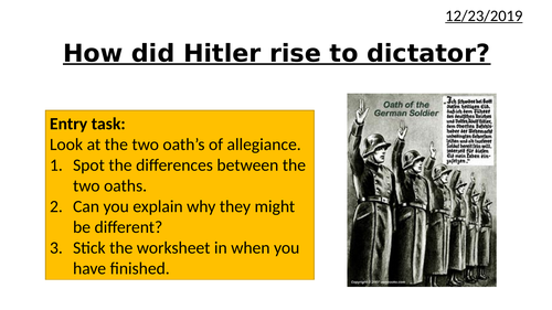 Rise of Hitler to Dictator
