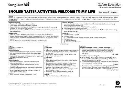 Comparing Young Lives: Creative English, maths and geography teaching ideas for ages 8-14