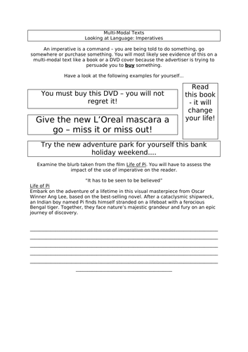 Analysing Multi-Modal Texts: Media Literacy