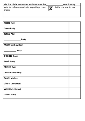 Ballot paper