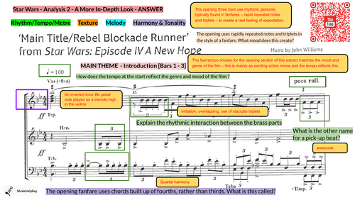 GCSE 9-1 Music Edexcel "Star Wars" - Score Analysis Part 2 - ANSWER