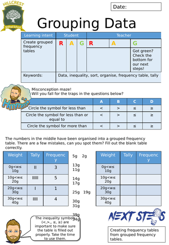 Grouping Data Worksheet