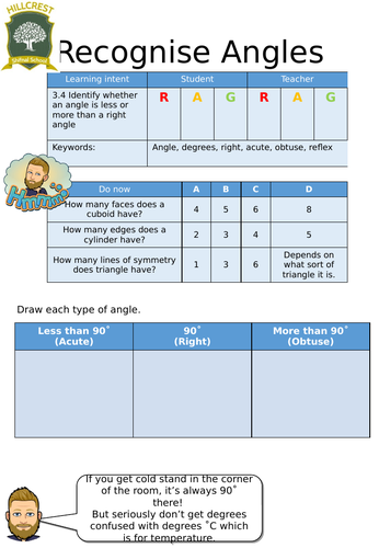 Identifying Angles- Entry Level Worksheet