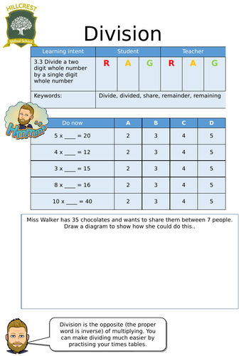 Division- Entry Level Worksheet