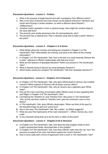 The Handmaid's Tale - Edexcel A Level - Prose