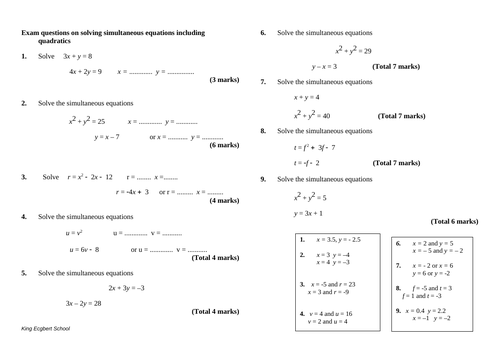 Solving simultaneous quadratic equations step by step