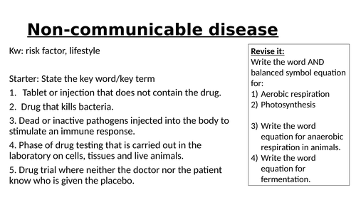 NEW AQA Non-Communicable Disease and Cancer including ANSWERS Full Lesson