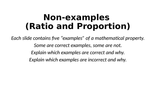Non-Examples - Ratio and Proportion - Reasoning Tasks
