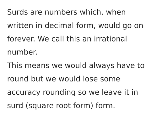 Simplifying surds