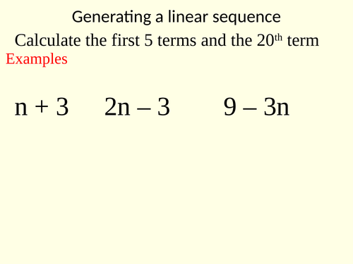 Nth term - generating a sequence and finding the nth term of a linear sequence