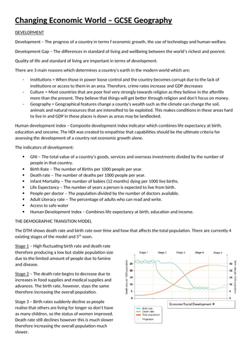 AQA GCSE GEOGRAPHY - Changing Economic World