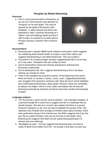 Prospice by Robert Browning A Level English lang and lit revision guide