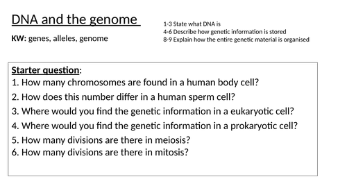 NEW AQA DNA and the Genome Including Writing task w/ ANSWERS and Exam questions and Afl