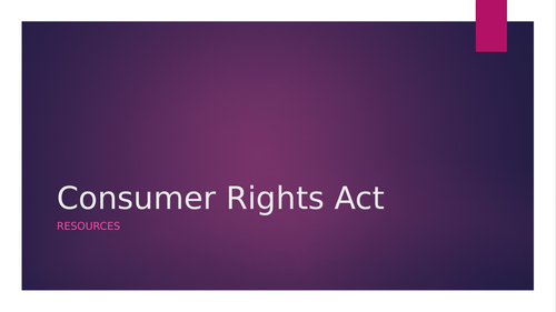 consumer rights booklet + ppt /revision sheet/ sample answer.
