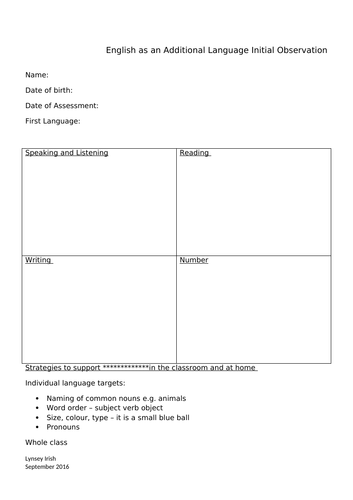 EAL Initial assessment and tips to support