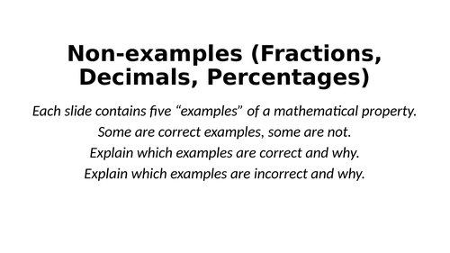 Non-Examples - Fractions, Decimals and Percentages - Reasoning Tasks