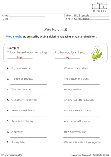English Resource - Word Morphs