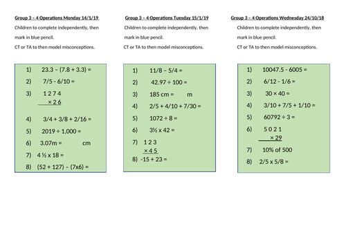 4 Operations (with answers) #3 - KS2 Daily Maths | Teaching Resources