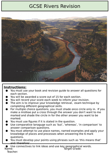 AQA Rivers Homework & Revision Booklet