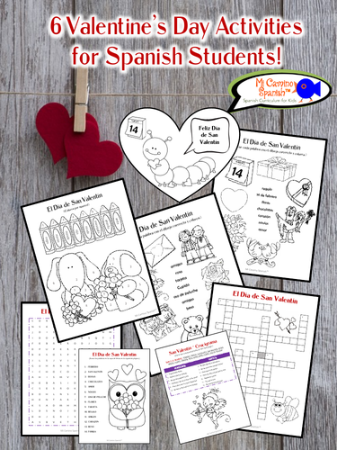 6 Valentine's Day Activities for Spanish Students! (Just print!)