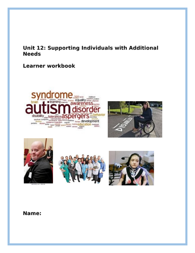 Support for individuals with additional needs workbook