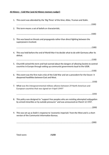 Cold War in Europe revision