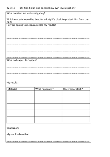 Y1/2 Castles Planning and Resources