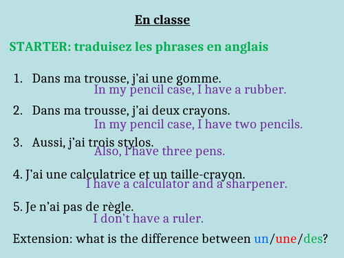 En classe lesson presentation