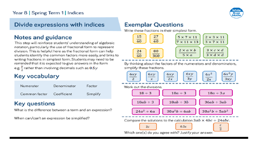 Y8 Maths Mastery - Indices - 6 Teaching Powerpoints