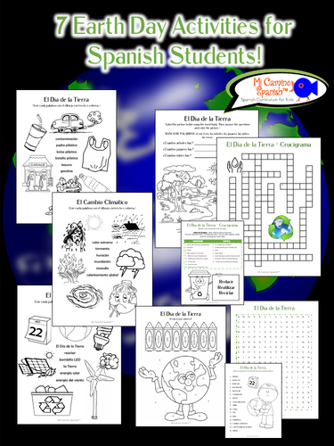 7 Earth Day Activities for Spanish Students! (Just print!)
