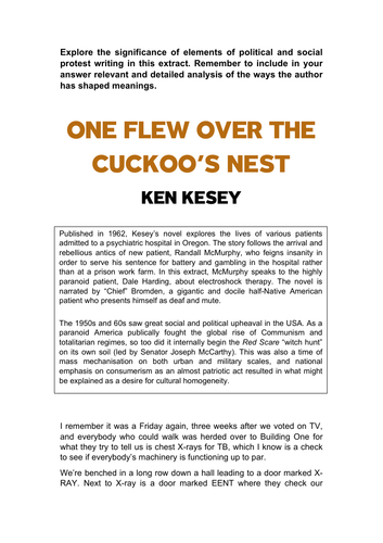 One Flew Over The Cuckoo's Nest (Protest Extract: AQA KS5)