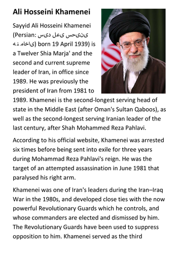 Ali Hosseini Khamenei  Handout