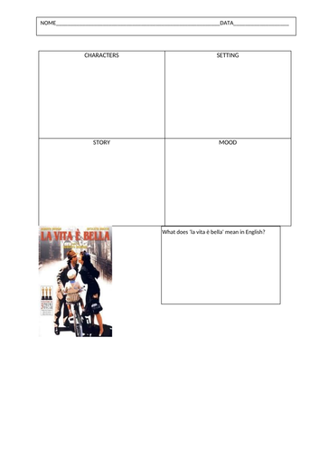 La vita e' bella worksheet