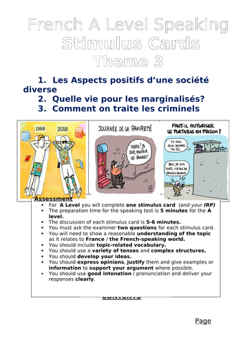 French KS5: Speaking Booklet Theme 3