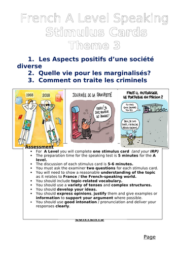 KS5 French Speaking Booklet Theme 3