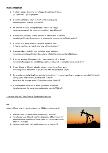 Inverse Proportion (without k)