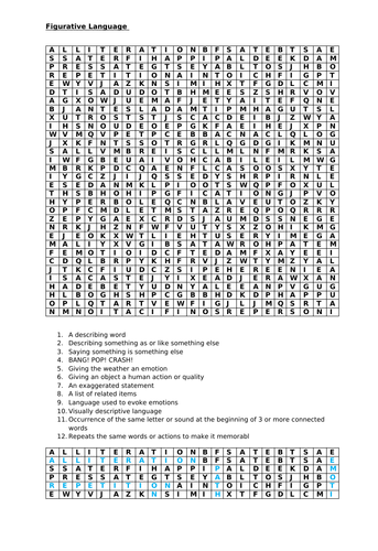 Figurative Language wordsearch starter