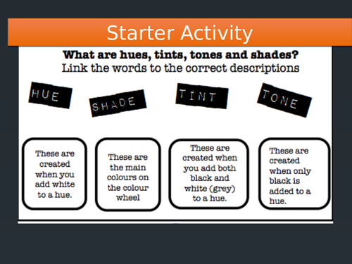 Colour Theory - Tints , tones and shades