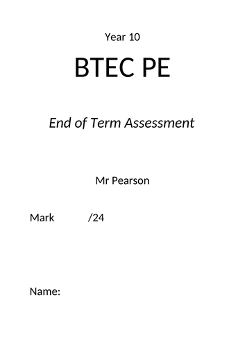 BTEC TECH Sport, Component 2 (Exam Unit), Assessment