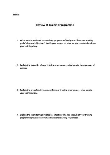 BTEC Sport Unit 3D (2018 Specification)