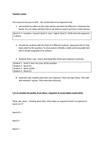 othello ks5 english literature worksheet how to write a successful