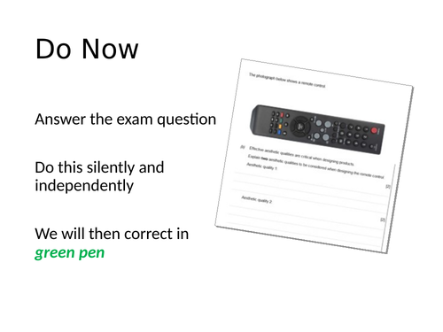 A-Level Exam Question Do Nows - Design Technology/ Product Design