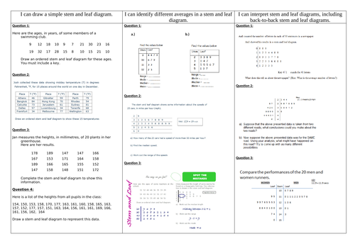 Stem and Leaf Worksheet