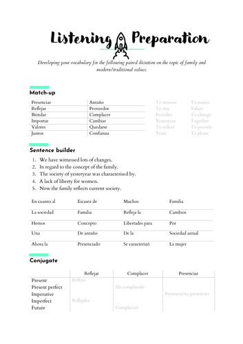 Paired dictation: Family structure and values
